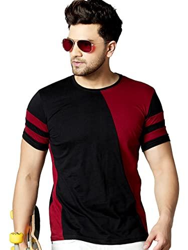 ausk men's regular-fit t-shirts (red&black-small)