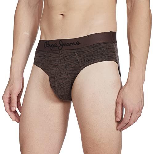 pepe jeans innerwear men's cotton brief(pack of 1) (opb02-01_chocolate space dyed_70-75_chocolate space dyed_75 cm)