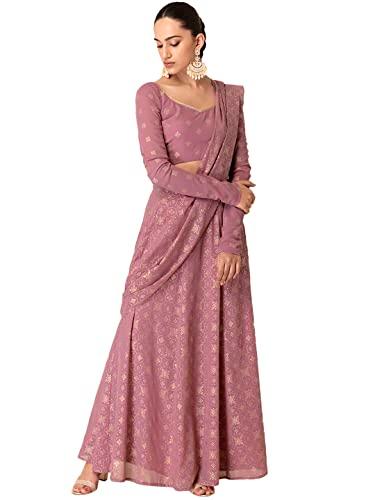 indya women polyester sarees (pink)