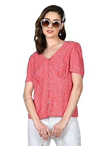 zink london women's pink printed fitted top