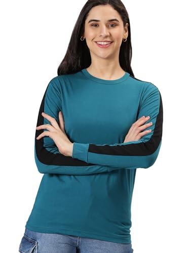 ausk full sleeve t regular fit shirts for womens (color-teal blue) (size-small)