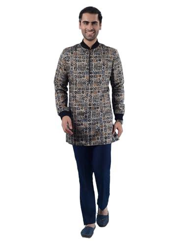 the kurta company grey & black printed rayon kurta | regular fit full sleeve mandarin collar kurta for friends get together | stylish and comfortable rib stand zipper closure short kurta - u1yk_42