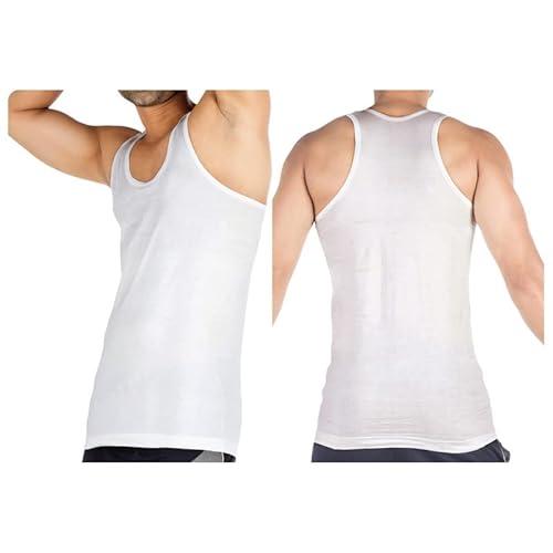 vip bonus classic round neck premium cotton vest with sleeves, 100% combed cotton, antibacterial and odour control vest for men’s- pack of 2, 85 cm (white)