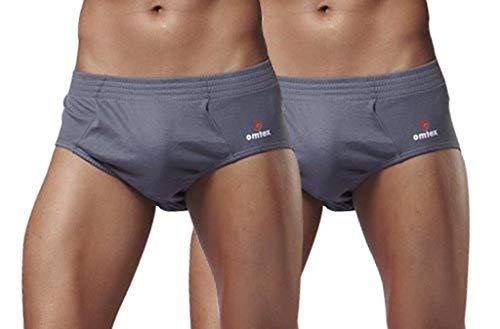 omtex sports cricket special brief for mens, ideal for workout and sports quick dry moisture wicking underwear (pack of 2) grey, medium