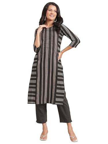 varanga women's cotton blend solid regular kurta set (nv_kks112400_kks112401_black