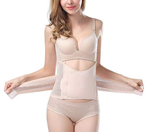 glamoras ® women's postpartum recovery belly band waist trainer cincher trimmer tummy control slimming body shaper shapewear belt, free size, beige (fits upto size 36")