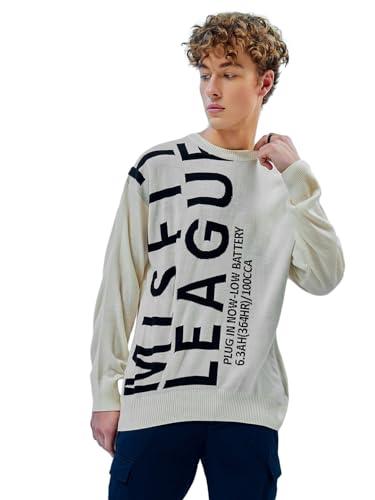 bewakoof men's typography super loose sweater_597241_pink_2xl