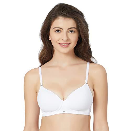 soie women semi/medium coverage padded non-wired t-shirt bra, white,34b