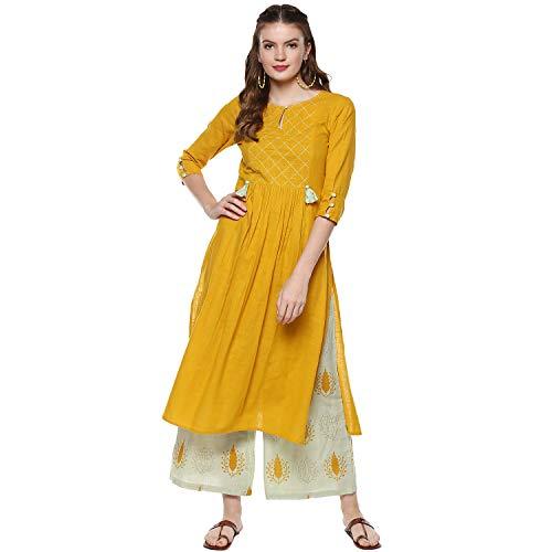 idalia mustard and sage green kurta set