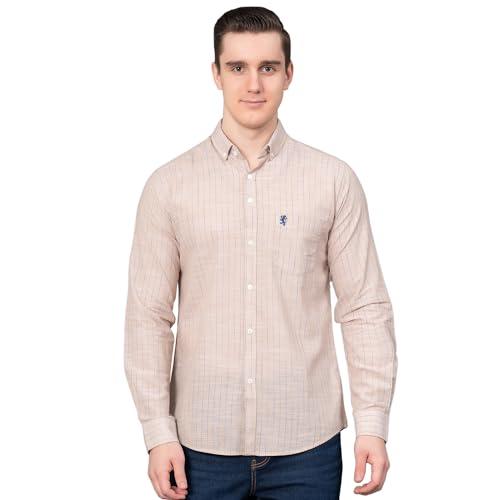 red tape casual striped shirt for men | comfortable & breathable | durable & stylish_rfs0377-xl beige