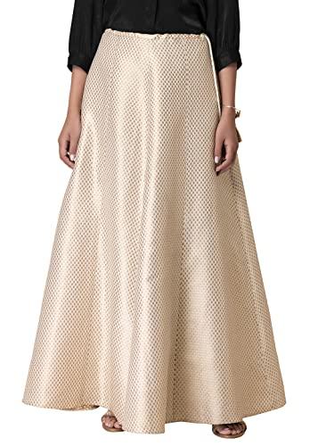 indya brocade panelled maxi skirt with can-ivory lehenga