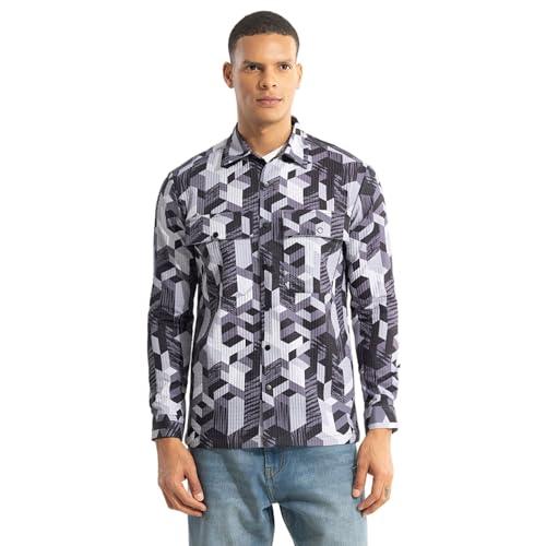 snitch navy geometric print jacket