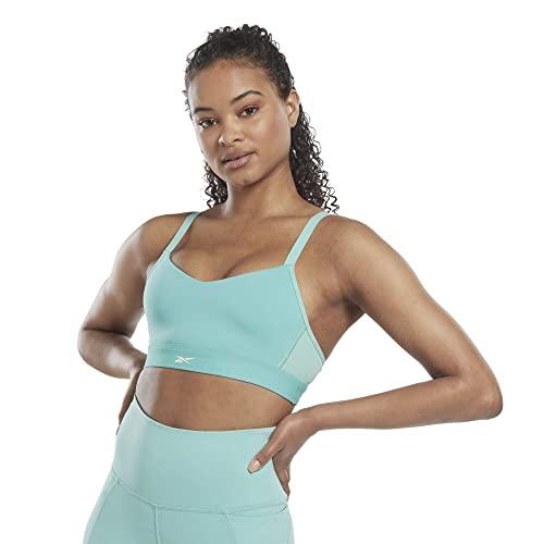 reebok women's s lux strappy sports workout bra (hn7675-m, semi classic teal, m)