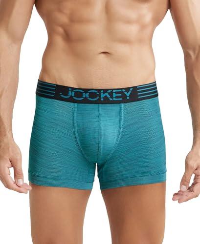 jockey mm05 men's microfiber mesh elastane stretch sport trunk with stay dry technology_ocean depth_l