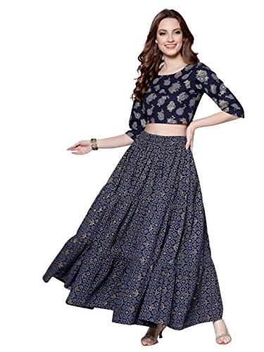 sera women's cotton lehenga choli (la5144- navy_m)