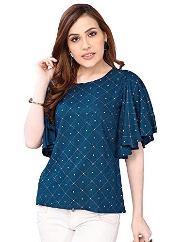 selvia women's rayon top(167tkn2854-l_teal blue)