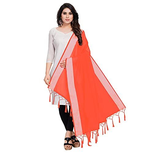 sidhidata textile women's solid cotton silk dupatta with tassels (dup radhe orange_orange_2.20 mtr)