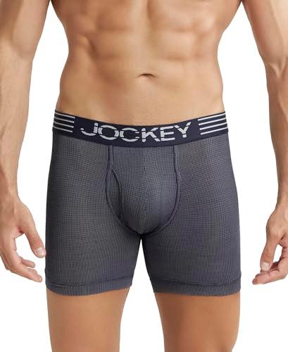 jockey men's microfiber breathable mesh nylon boxer brief with enhanced cooling & anti chafe - designed for workouts & all day wear mm06_true navy_m