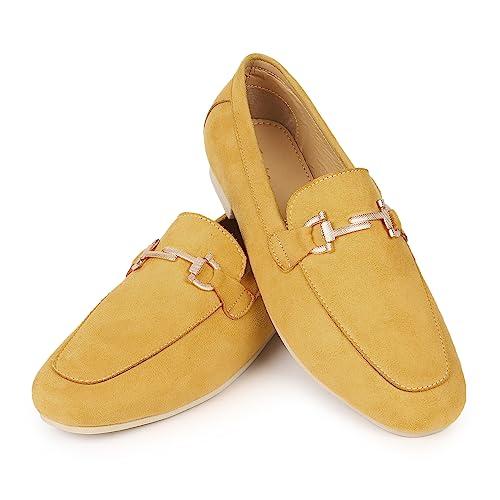 yoho bliss comfortable slip on formal loafer for women | stylish fashion moccasins range | cushioned footbed finish | flexible | style & all-purpose | formal office wear shoe saffron