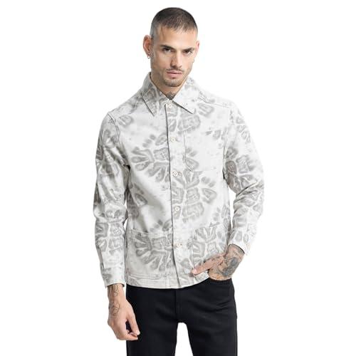 snitch grey cotton abstract shacket jacket