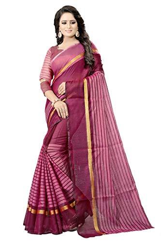 florence women's cotton saree (fl-if-rustom wine_pink)