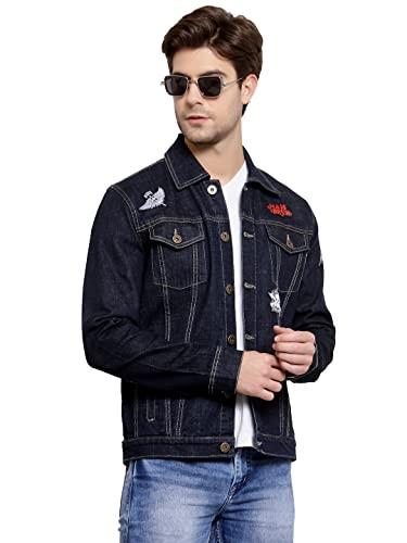 style quotient men blue washed denim jacket(aw21sqwaynebiker_dnb-m)