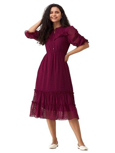 aask knee-length dress for women|one piece for women|kurta for women dress for women| dresses for women|women top|kurta set for women|tops for women wine