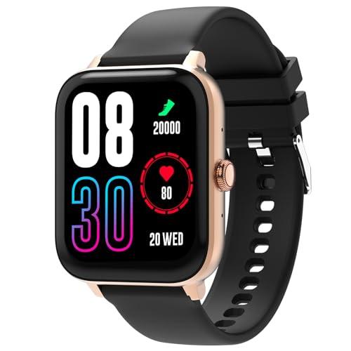 maxima mirage smart watch 1.83" hd display, 600 nits brightness, bluetooth calling, advanced chipset, bt 5.2 seamless connection, ai health monitoring, 100+ sports modes (gold black)