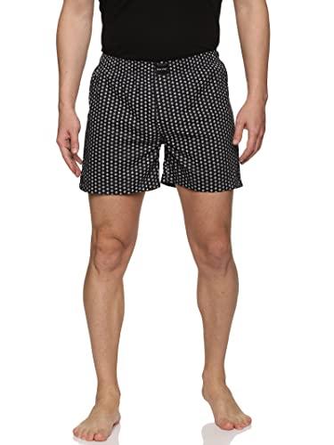 don vino men inseam 5" black printed cotton boxer size: s | men's shorts with pockets and elastic waistband