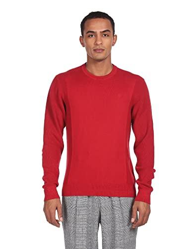 arrow sports men's viscose blend crew neck sweater (asacsw4221_medium red_xl)