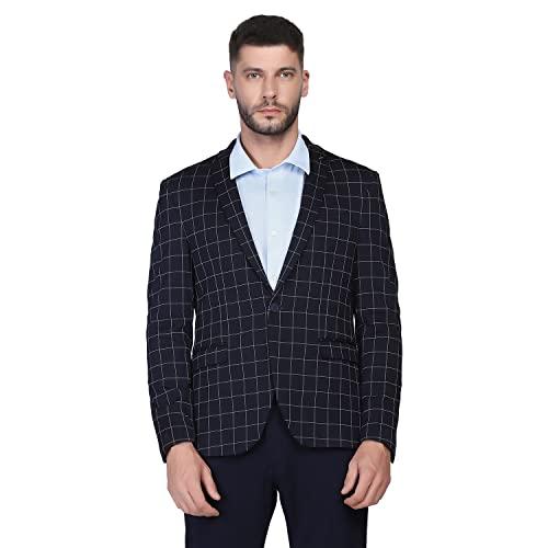 blackberrys checks polyester slim fit mens work wear suit (navy, size_40)