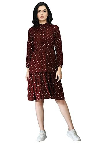 leriya fashion women's rayon cocktail midi western dress (lf-wd-1001-m) maroon