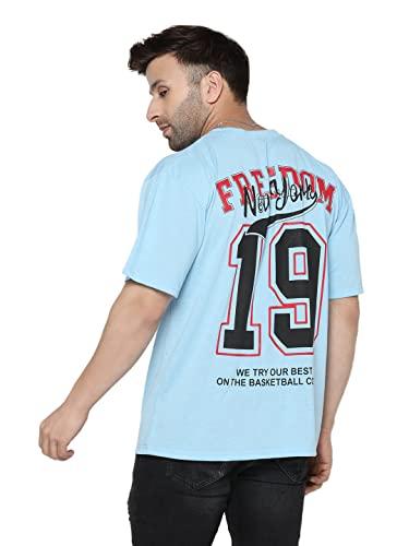 gritstones men oversized sky blue half sleeve freedom 19 cotton t-shirt (gshsostsh3082sblu19u_xl)