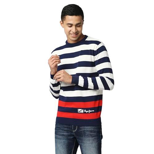 pepe jeans men's cotton classic sweater (pm702339_navy_xl)