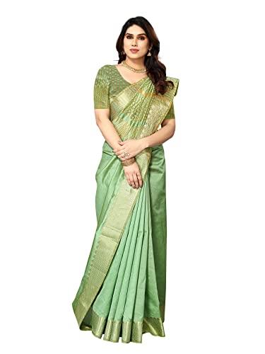 sidhidata women's assam silk saree with unstitched blouse piecee (assam pista_pista_free size)