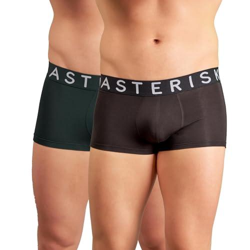 asterisk men's micro modal trunk - ultimate comfort and modern - pack of 2 - cynical black & forest green - l