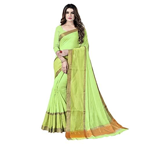 sidhidata women's cotton blend saree with blouse piece (pathan orange_orange_free size)