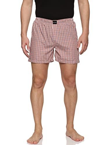 don vino men inseam 5" brown checkered cotton boxer size: xl | men's shorts with pockets and elastic waistband