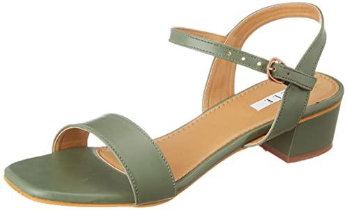 elle women's green block heels sandal heeled 3 kids uk (el-mu-w-115