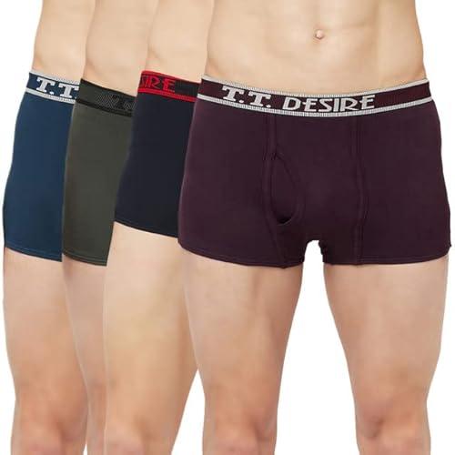 t.t. mens desire fashion top elastic trunk pack of 4 black::blue::olive::purple