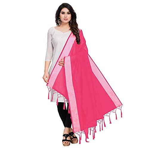 sidhidata textile women's solid cotton silk dupatta with tassels (dup radhe dark pink_dark pink_2.20 mtr)