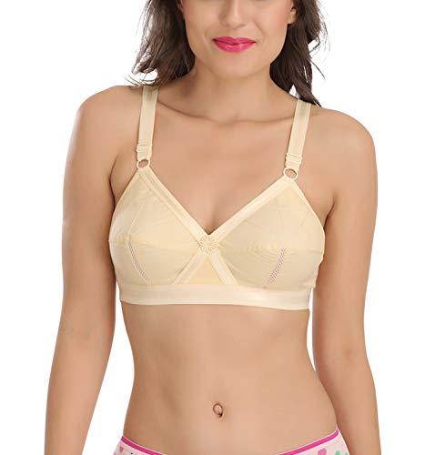 sona women's perfecto cotton full coverage non-padded wirefree everyday bra - anti bacterial - side support shaper (pack of 1_beige_97d)