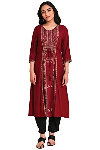 w for woman red mock layer printed kurta_23few18164-118738_m_10