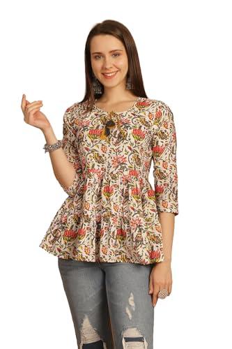 rajnandini women's pure cotton floral printed short top (jopljpr744-xxl_white_2xl)