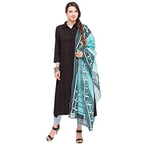 aurelia womens printed dupatta (blue_free size)