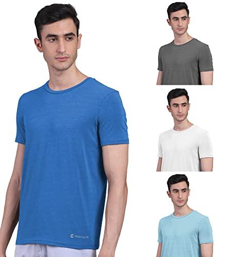 freecultr men's bamboo undershirt anti microbial anti odor breath tech super soft & comfort fit lounge wear and sleep wear t-shirt - size 2xl pack of 4-pilot blue,charcoal,white,chalk blue