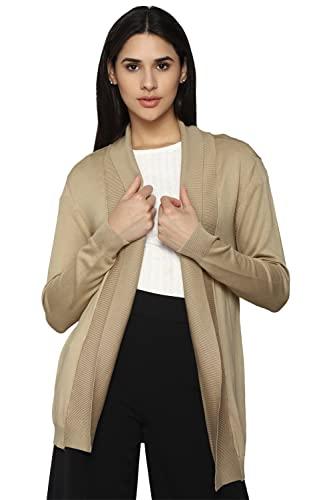 allen solly women's cotton shawl neck sweater (ahswcrgfa65247_beige