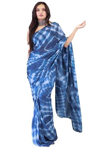 pandadi saree women's nylon rimzim printed ready to wear saree with unstitched blouse piece