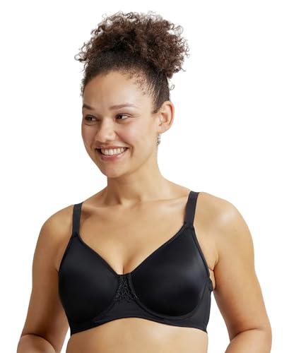 jockey 1855 women's under-wired non-padded soft touch microfiber elastane full coverage minimizer bra with broad wings_black_36d