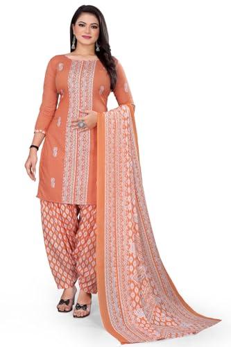 rajnandini women's light orange cotton blend printed unstitched salwar suit material (joplvs5180)